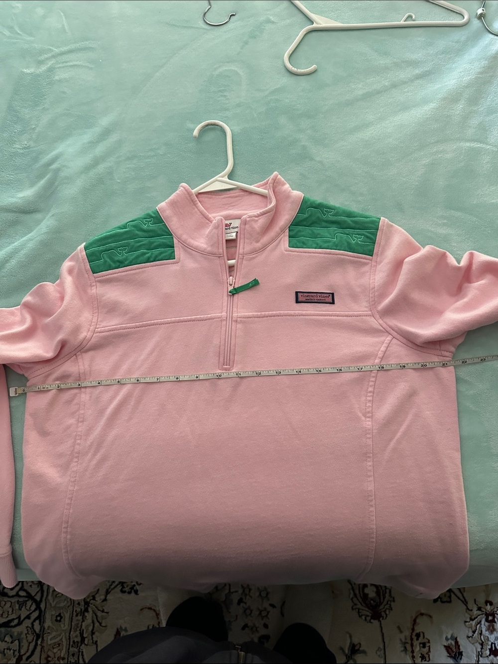 Vineyard Vines Pink & Teal Whale Patch Pullover - Picture 5 of 6
